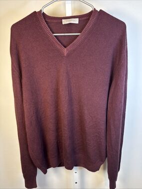 Ermenegildo Zegna Cashmere Silk V-Neck Sweater 52(XL) Italy MSRP $1490 Maroon
